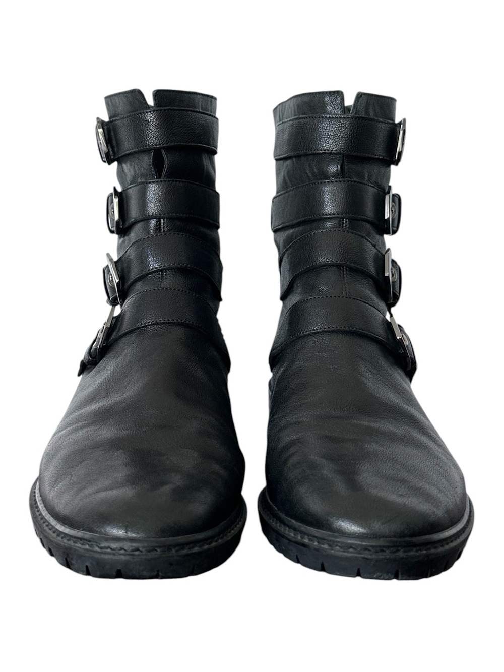 Stuart Weitzman Jitterbug Buttery Black Leather Multi-Buckle Moto Boot Size 9.5 - Picture 4 of 8